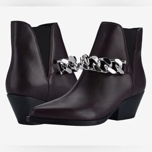 Marc Fisher LTD™ leather Henly Ankle boot, chunky chain pointed toe. NWT. Size 6